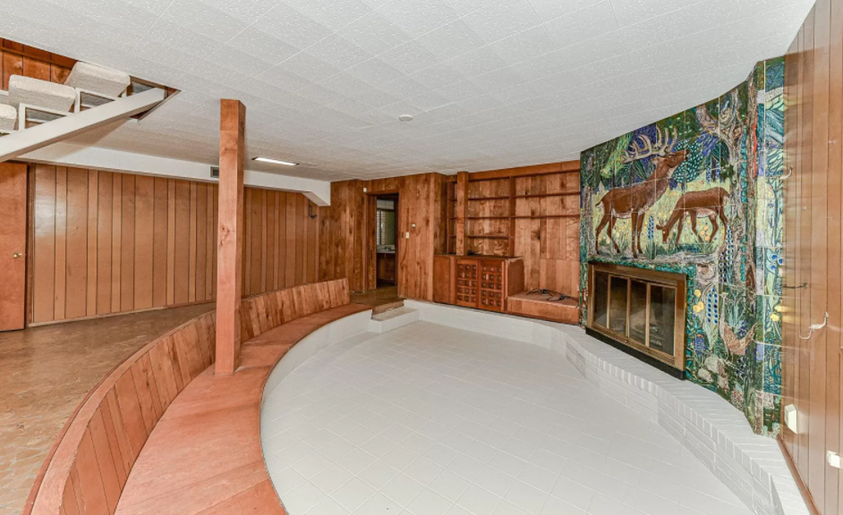 The sunken living room before renovations.
