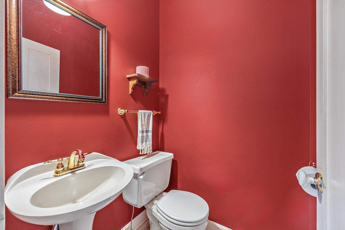 Pictured is a powder room in the Lentz Hotel home.