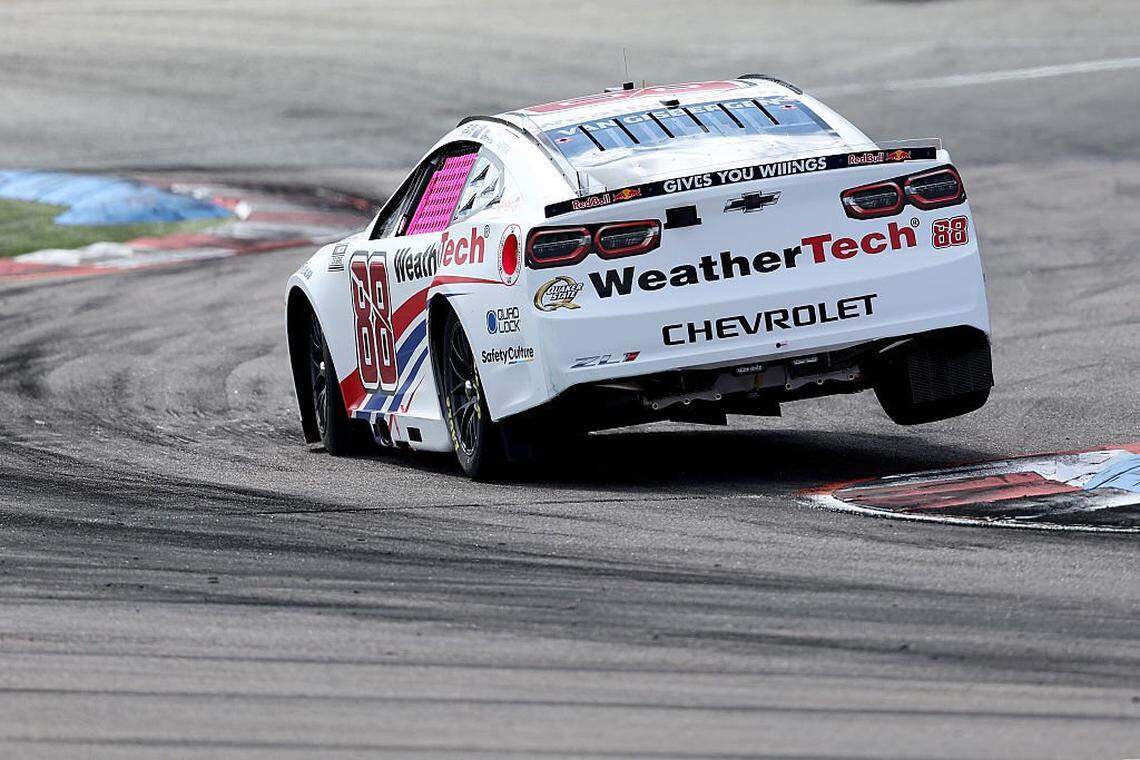 Shane Van Gisbergen, driver of the #88 WeatherTech Chevrolet, drives during practice for the NASCAR Cup Series Bank of America ROVAL 400 at Charlotte Motor Speedway on Oct. 4, 2025 in Concord, North Carolina.