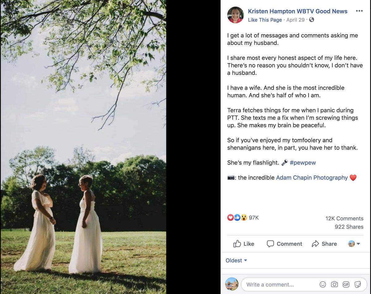 “Everybody in the (comments on the) post is like, ‘Why are you guys laughing so hard?’” Kristen Hampton says. “And I was like, ‘Because we’re both in a dress.’ And not just a dress, but this really fancy dress. We’re just giggling and ... it just says everything about us. It conveys so much.”
