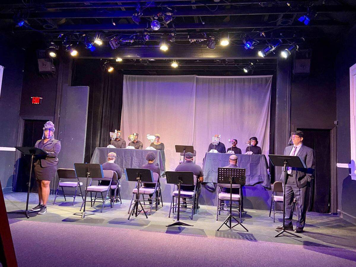 Davidson Community Players during an open reading in April for “Prophesy to the Bones: And Other Stories Black Folx Whisper.” The new play tells the stories of Davidson’s Black residents.