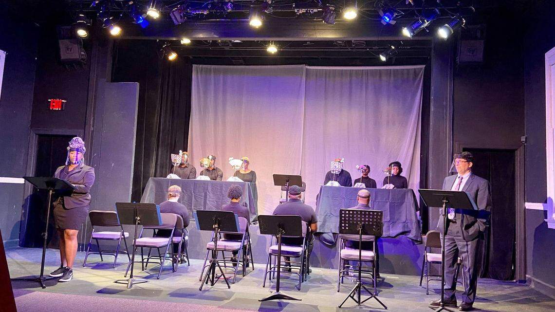 Davidson Community Players during an open reading in April for “Prophesy to the Bones: And Other Stories Black Folx Whisper.” The new play tells the stories of Davidson’s Black residents.