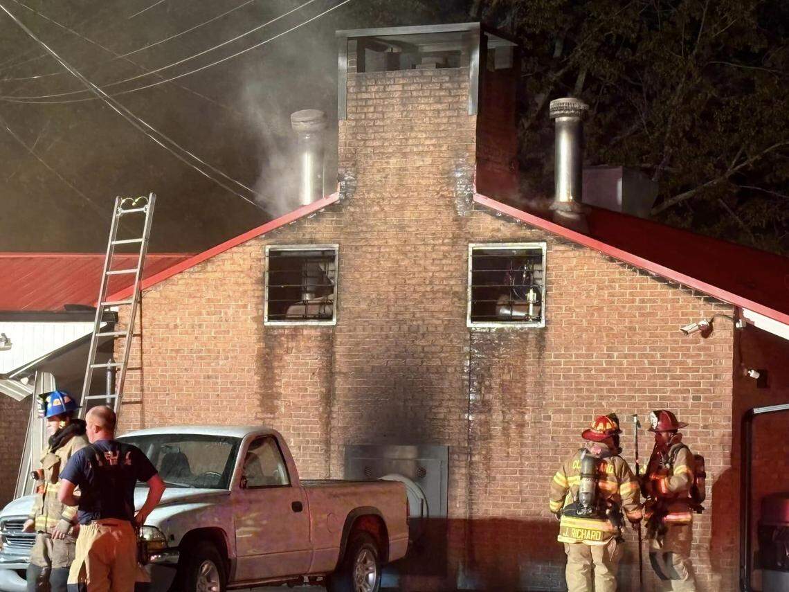 Shelby Fire & Rescue firefighters controlled a fire at Red Bridges Barbecue Lodge in Shelby NC on Thursday night, Oct. 24, 2024.
