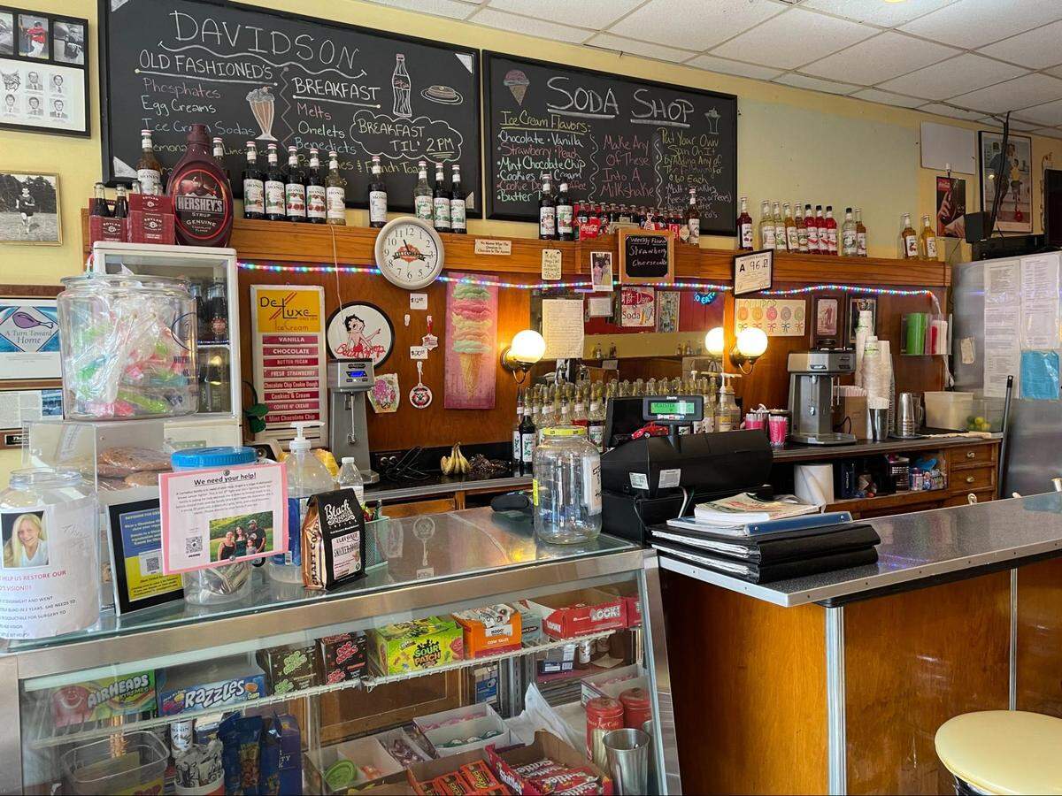 Find The Soda Shop at 104 S. Main St. in Davidson.