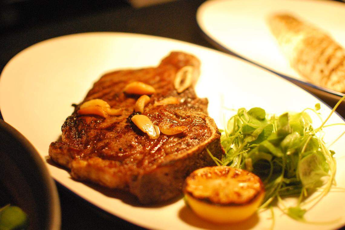 Fontana di Vino offers several options for prime steak: filet mignon, ribeye, bone-in KC or NY strip, and domestic Wagyu flat iron.