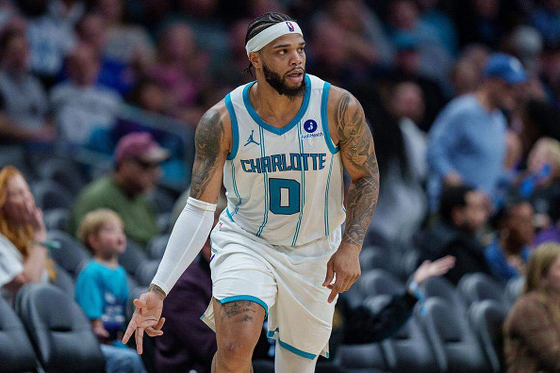 Miles Bridges of the Charlotte Hornets reacts.