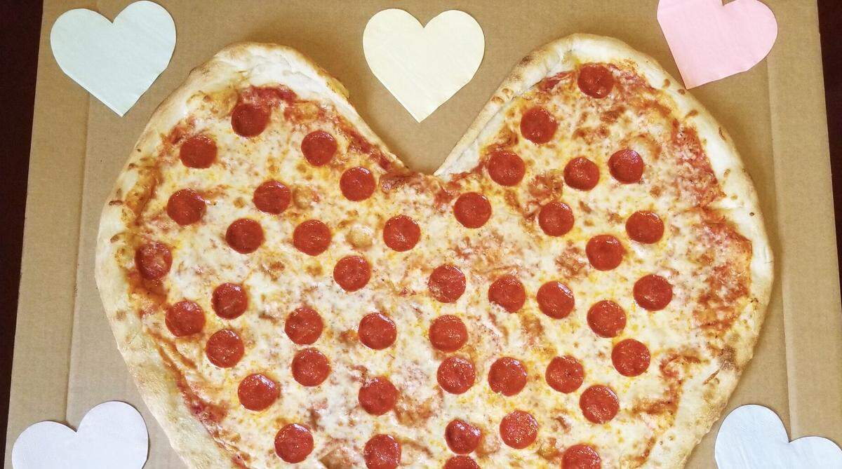 This year at Benny Pennello's, its heart-shaped pizzas will come along with two heart-shaped choocolate chip cookies made by Burney’s Sweets.