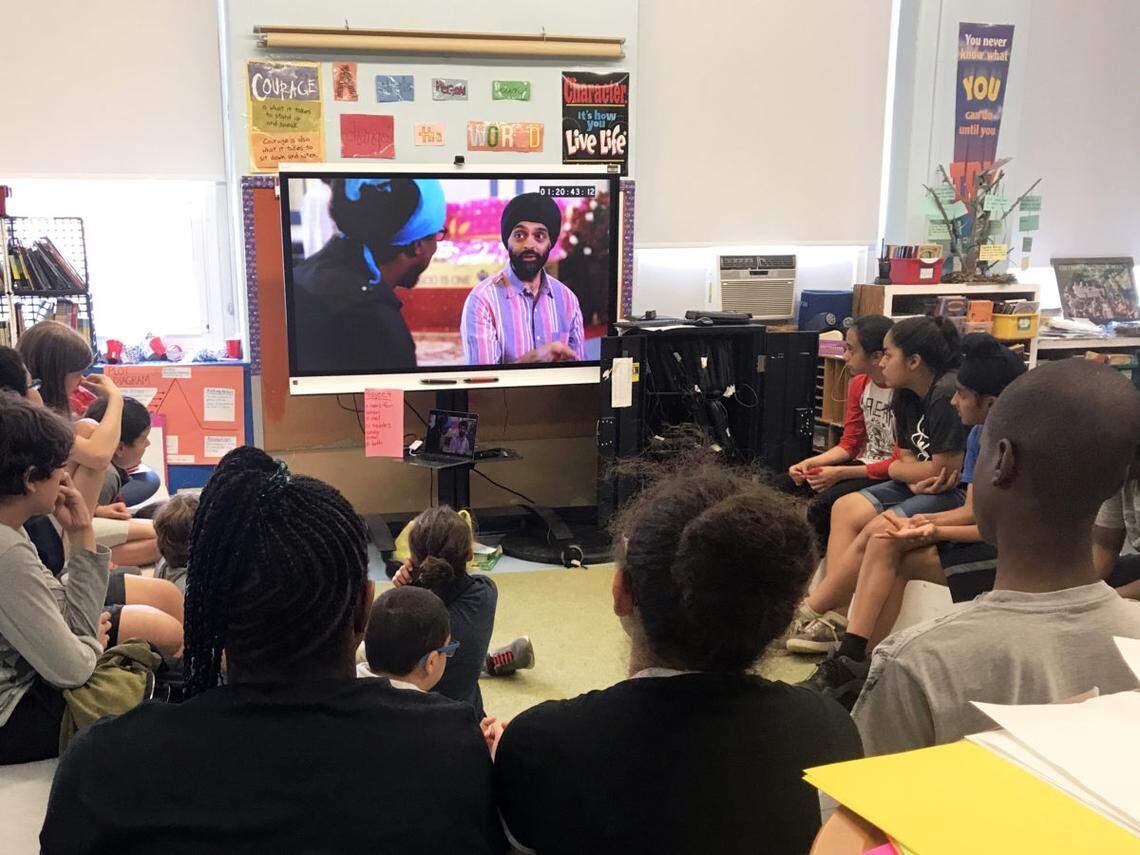 Students watch a video to learn more about the Sikh religion. In 2021, the NC State Board of Education adopted new K-12 Social Studies standards that include Sikhism, which means students learn more about the religion when they study world religions.
