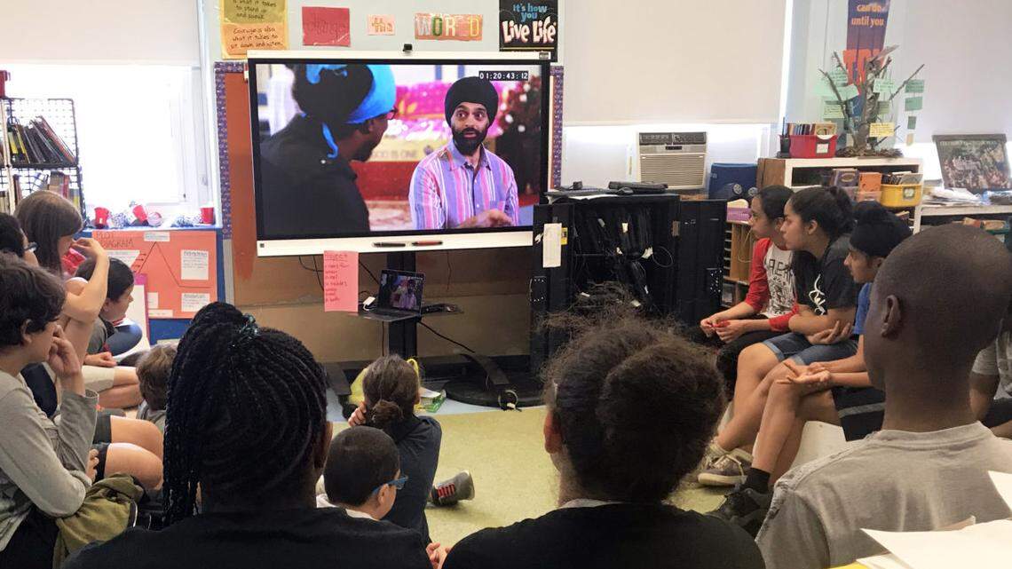 Students watch a video to learn more about the Sikh religion. In 2021, the NC State Board of Education adopted new K-12 Social Studies standards that include Sikhism, which means students learn more about the religion when they study world religions.