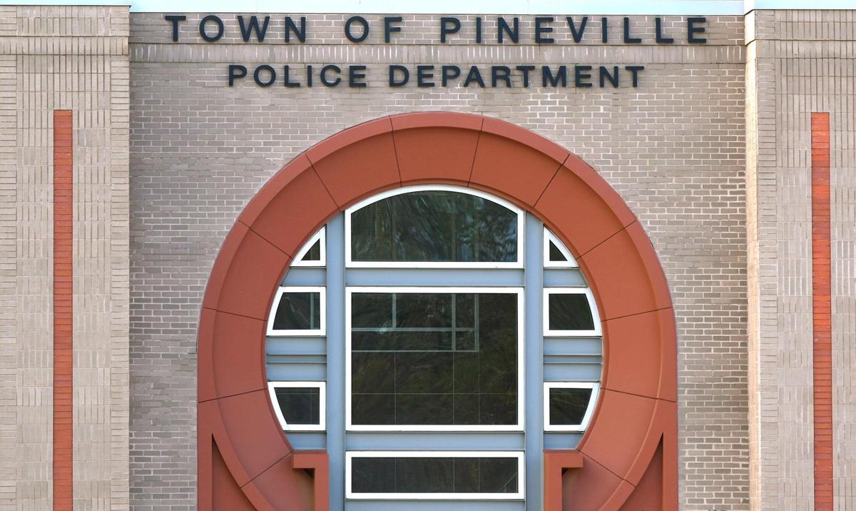The Town of Pineville, NC Police Department on Wednesday, November 16, 2022. A Pineville Town Council member censured last month by his colleagues for improperly meddling with the police department appears to have intervened to help his son.