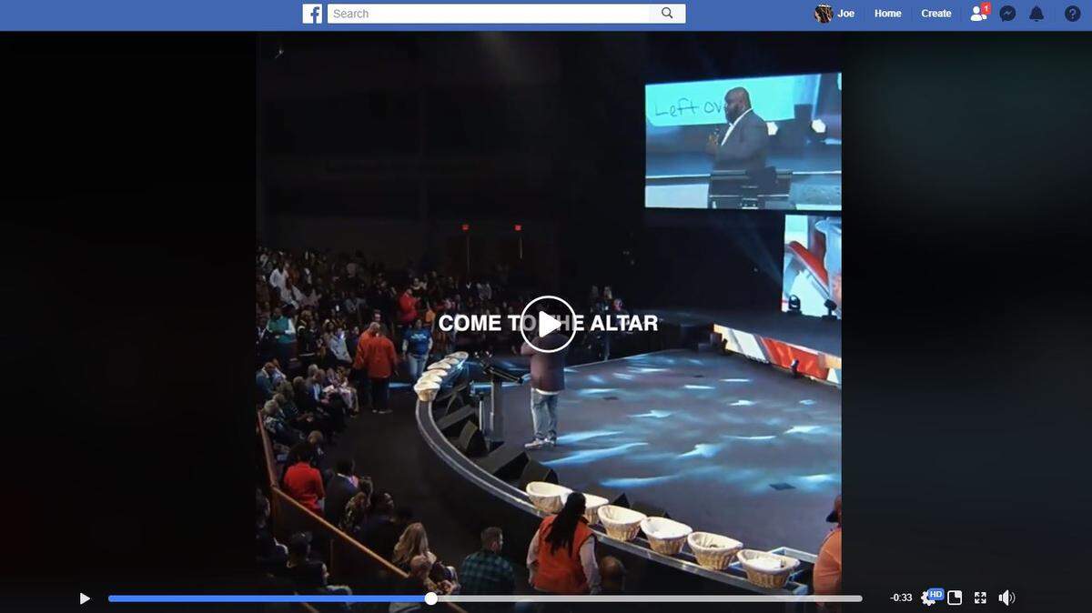 John Gray, pastor of Relentless Church in Greenville, South Carolina, called widows, single parents and veterans to the altar to take however much money they needed from the collection baskets ‘to make ends meet.’