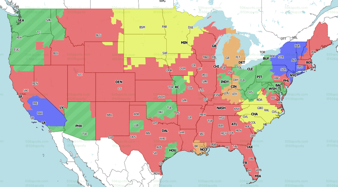 NFL broadcast map for Fox on Oct. 17, 2021.