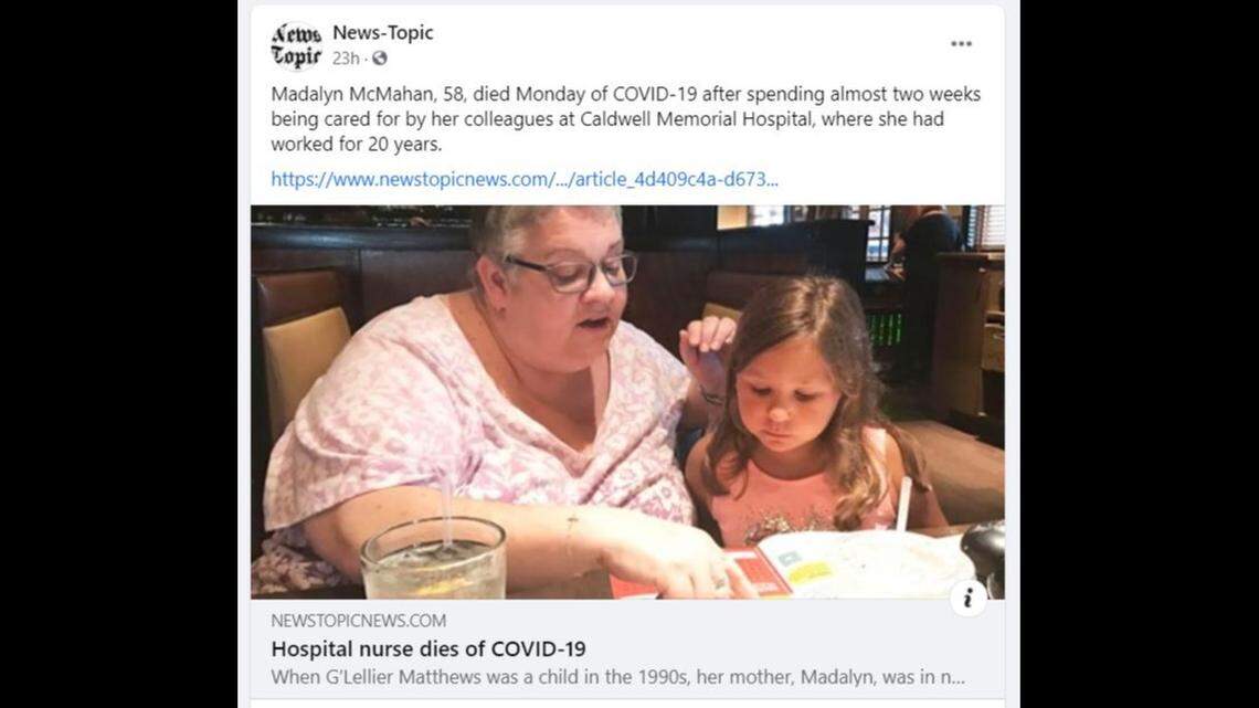 Madalyn McMahan, left, died after contracting COVID-19.