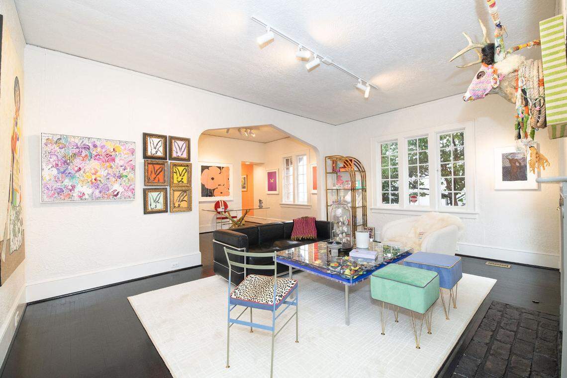 This is the interior of Irina Toshkova’s new art consultancy business. It’s located in a small stone house on Crescent Avenue off Providence Road in the Eastover area. Each room serves as a micro gallery.