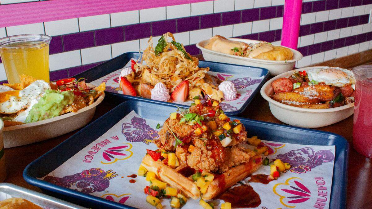 Que Fresa’s Chicken & Waffles comes with Chipotle maple syrup and mango salsa ($12.95).