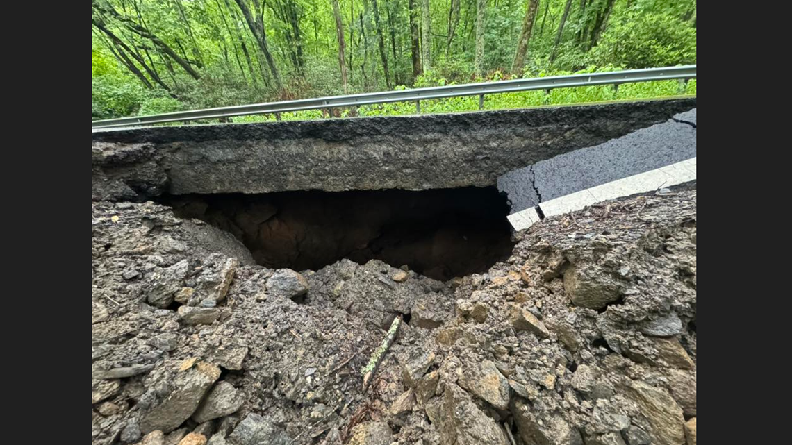 Landslide, sinkhole, flooding reported along US 74 in western NC, county says