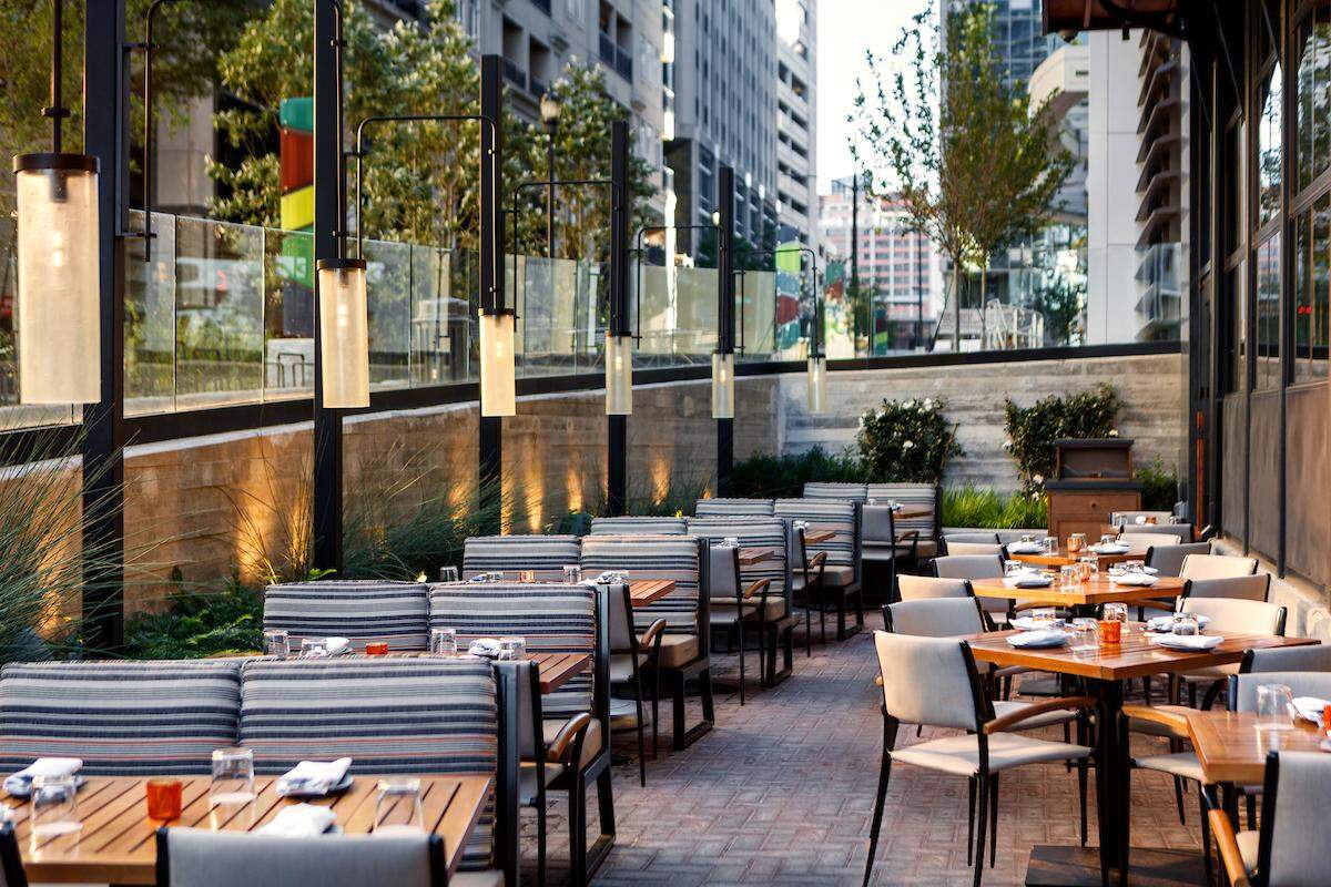The patio of Angeline’s in uptown Charlotte.