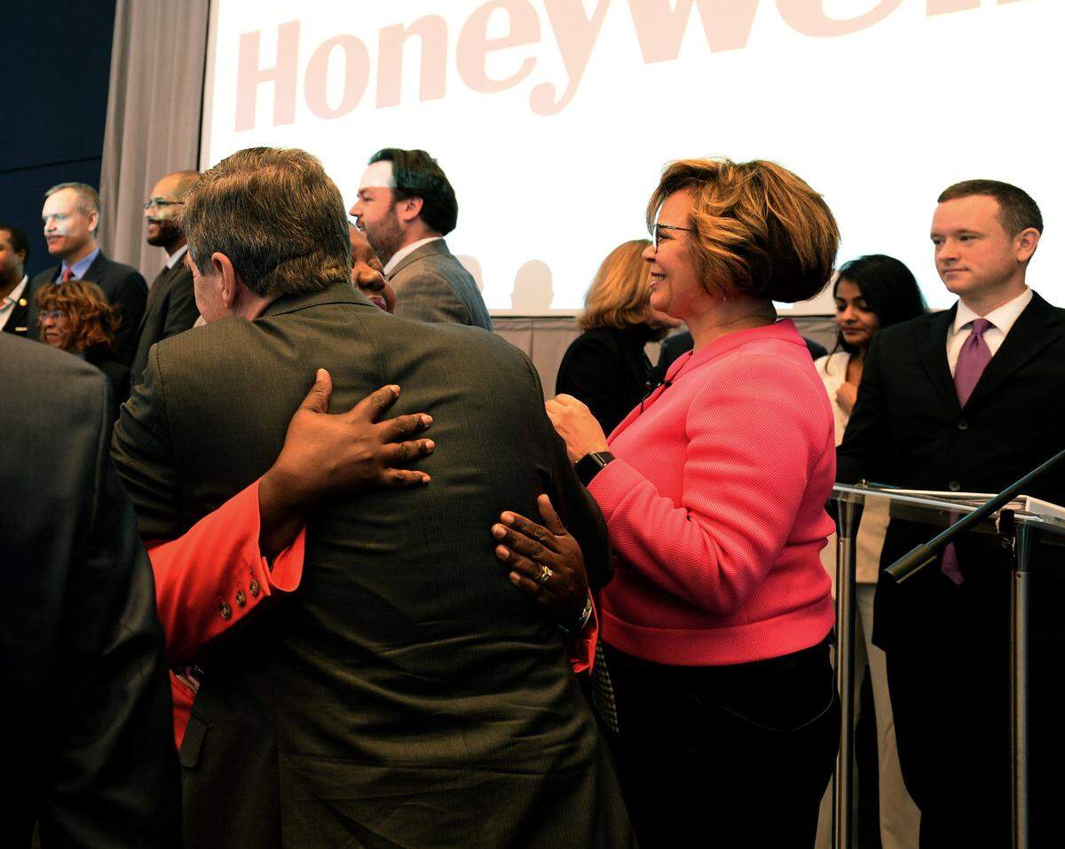 Charlotte Mayor Vi Lyles after an uptown announcement Nov. 30 that Fortune 100 company Honeywell is bringing its headquarters to Charlotte.