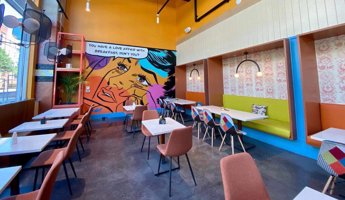 Uptown Yolk’s new space features a mural by Garrison Gist.