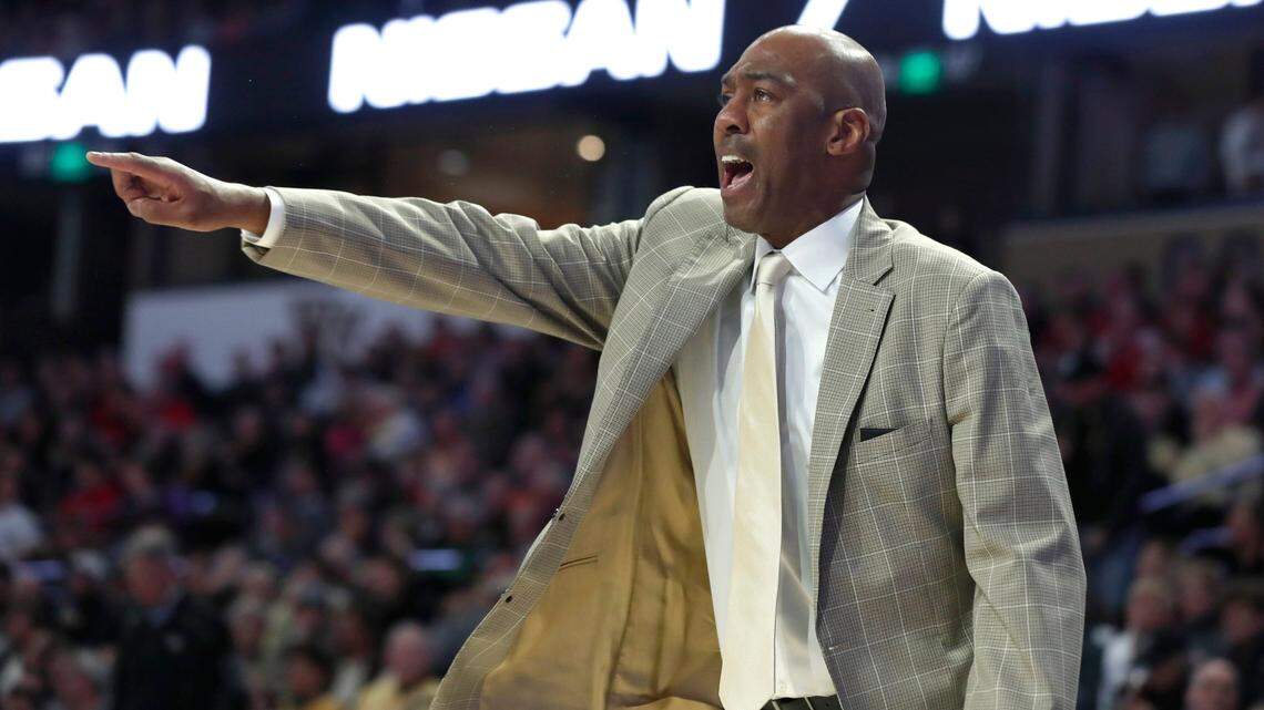 Wake Forest head coach Danny Manning yells to his players during the first half of N.C. State’s game against Wake Forest at LJVM Coliseum in Winston-Salem, N.C., Tuesday, January 15, 2019.
