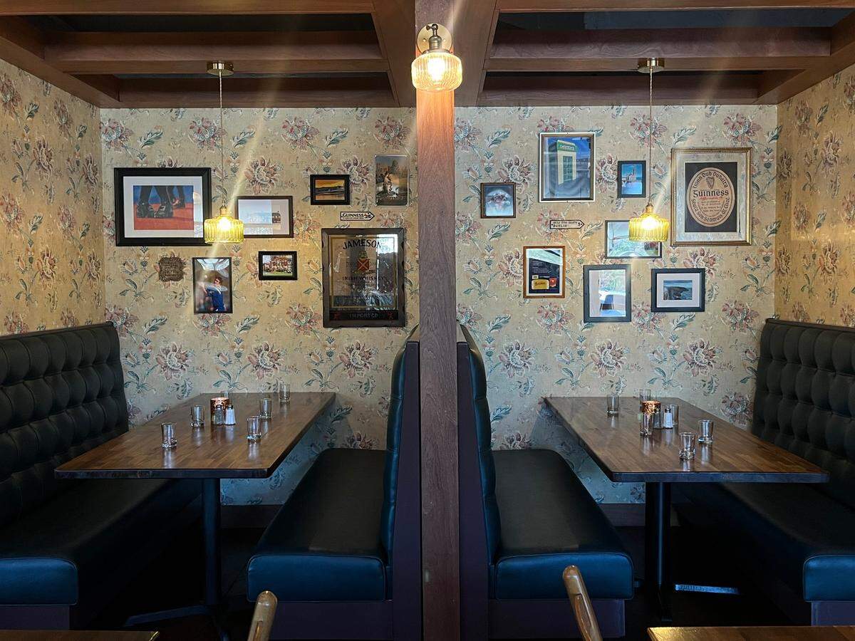 The booths and snugs at Nora Mac’s are large with a mini-dining-room feel.