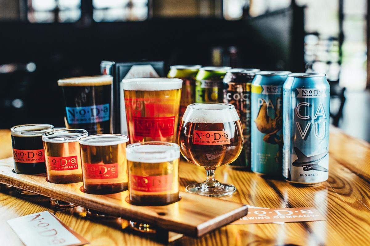 NoDa Brewing beer selection.