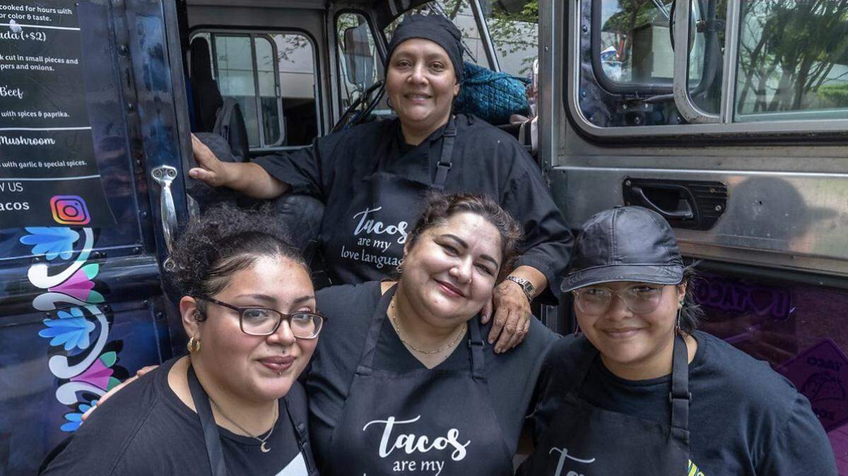 Blanca Gonzalez and the International Truck of Tacos staff.