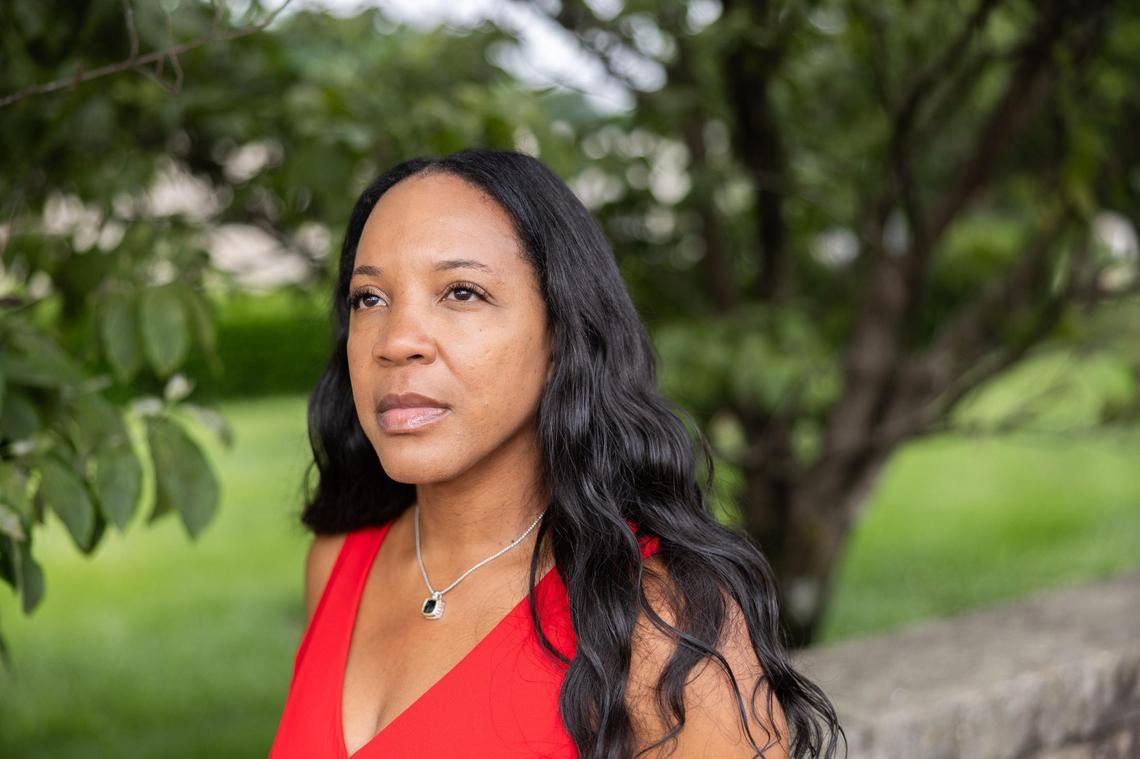 LaToya Green poses for a portrait outside of the Mecklenburg County Health Department in Charlotte, N.C., on Wednesday, June 4, 2025. She appreciates the ability to use her voice to stand up for what she believes in.