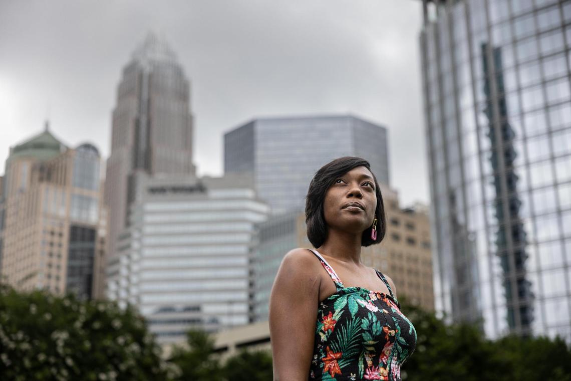 Princess Harris-Alford took out loans to attend UNC Charlotte in fall 2007. Harris-Alford is among the 1 million North Carolinians carrying student debt. Harris-Alford is seen in Charlotte, N.C., on Friday, July 1, 2022.