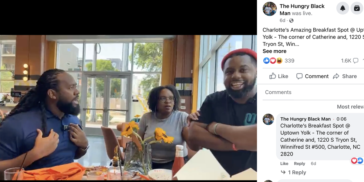 Restaurateurs Greg and Subrina Collier and Hungry Black Man Starex Smith traded words in a verbal battle at Charlotte’s Uptown Yolk — and broadcast it all on Facebook live.
