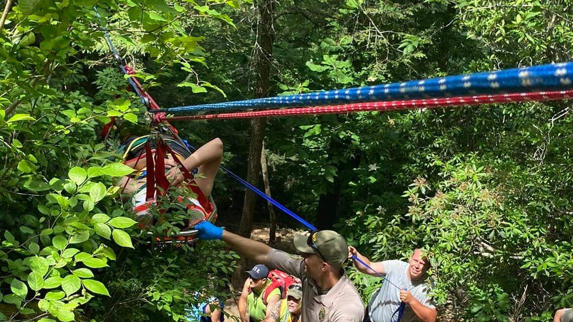 The 17-year-old jumped off the waterfall into the swimming hole below.