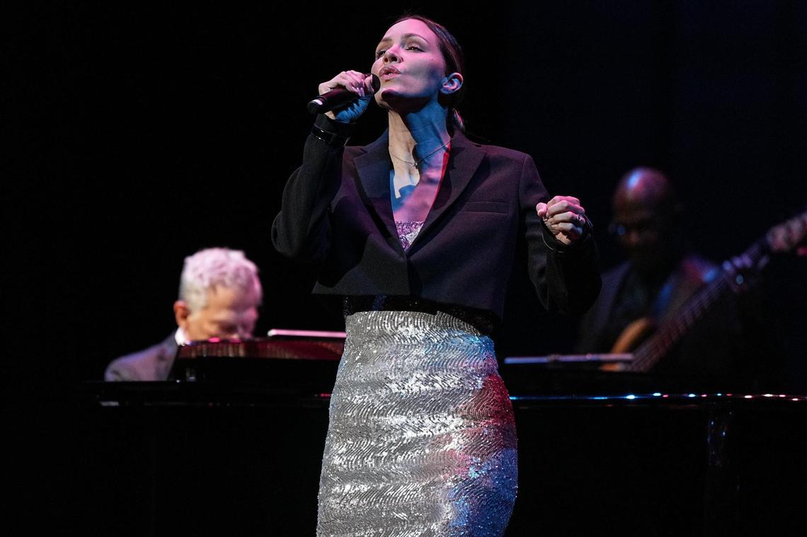 Singer Katharine McPhee performs duing the Music With Friends concert at Carolina Theatre on Tuesday night.