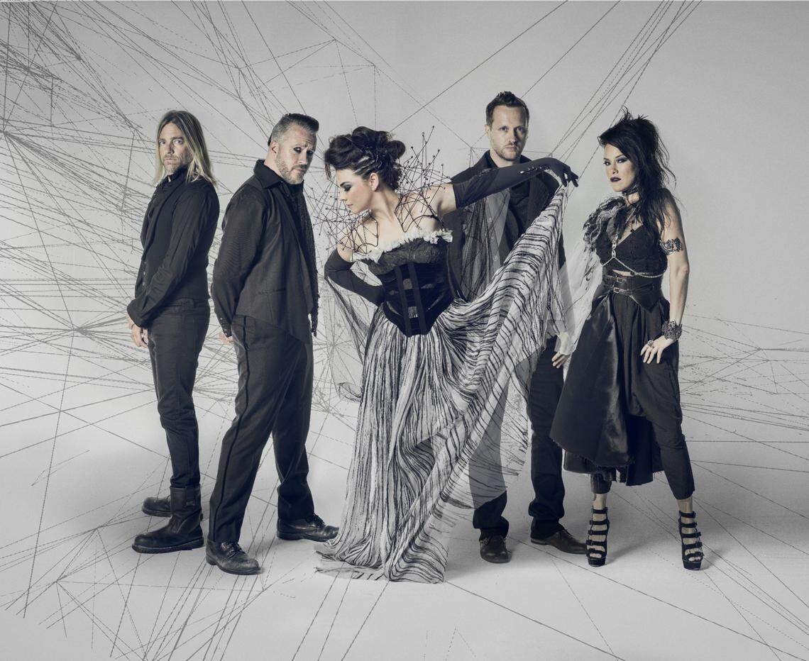 Evanescence is led by singer Amy Lee, center.