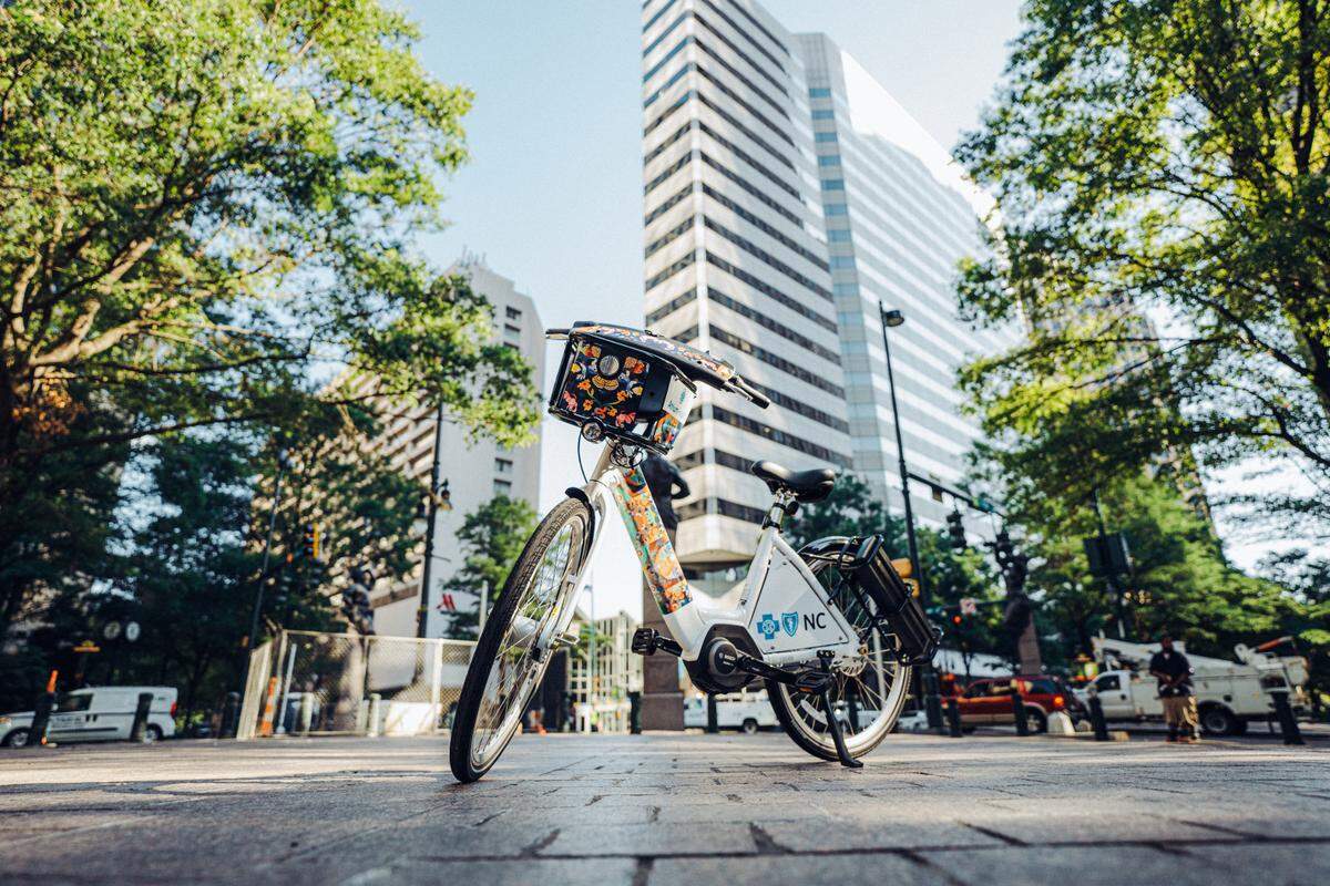 Charlotte artists who worked on the Charlotte Joy Rides bikes include Marcus Kiser, Sydney Duarte, Sam Guzzie, Georgie Nakima, Nick Napoletano, Owl from Arko & Owl and Rosalia Torres.
