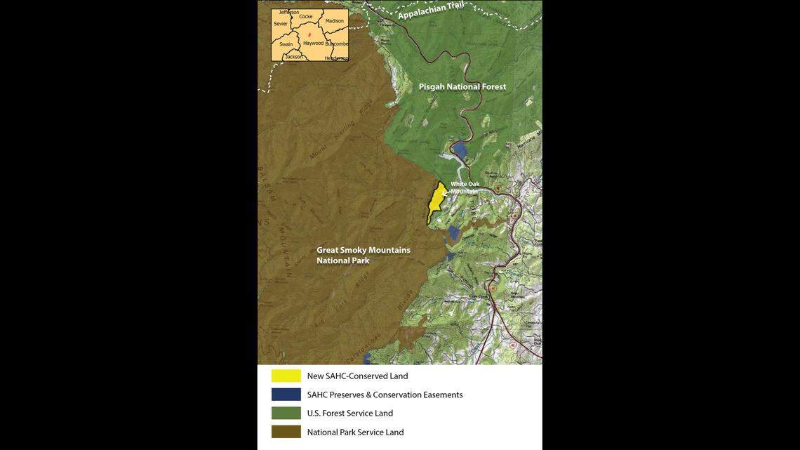 This map shows the acerage purchased along the national park’s North Carolina border.