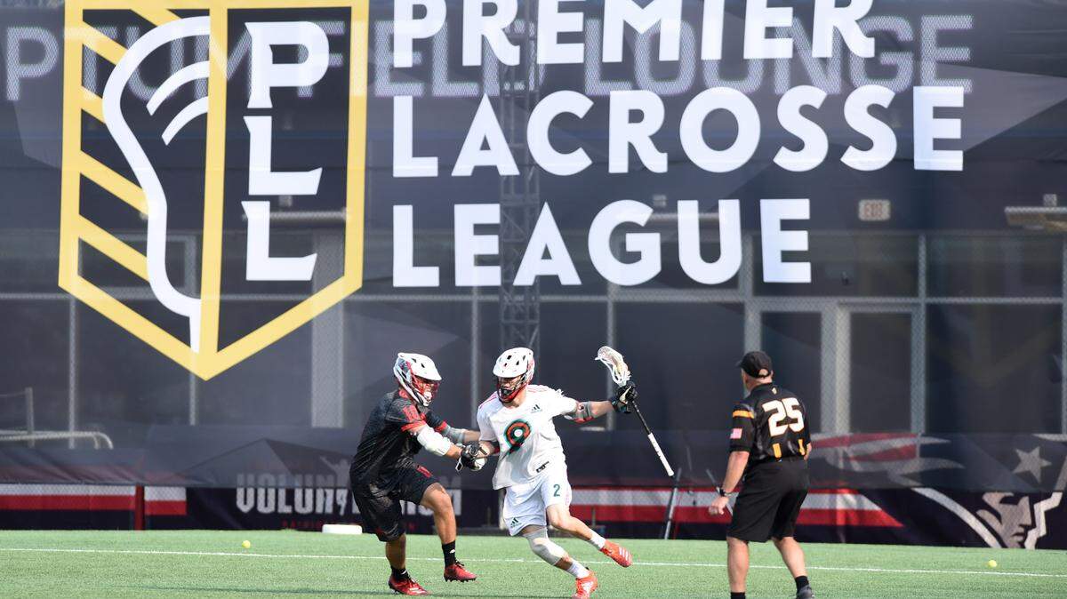 Jun 1, 2019; Foxborough, MA, USA; Whipsnakes LC Attack Ben Reeves (2) controls the ball while Chaos LC Midfielder Deemer Class (10) defends during the second half at Gillette Stadium.