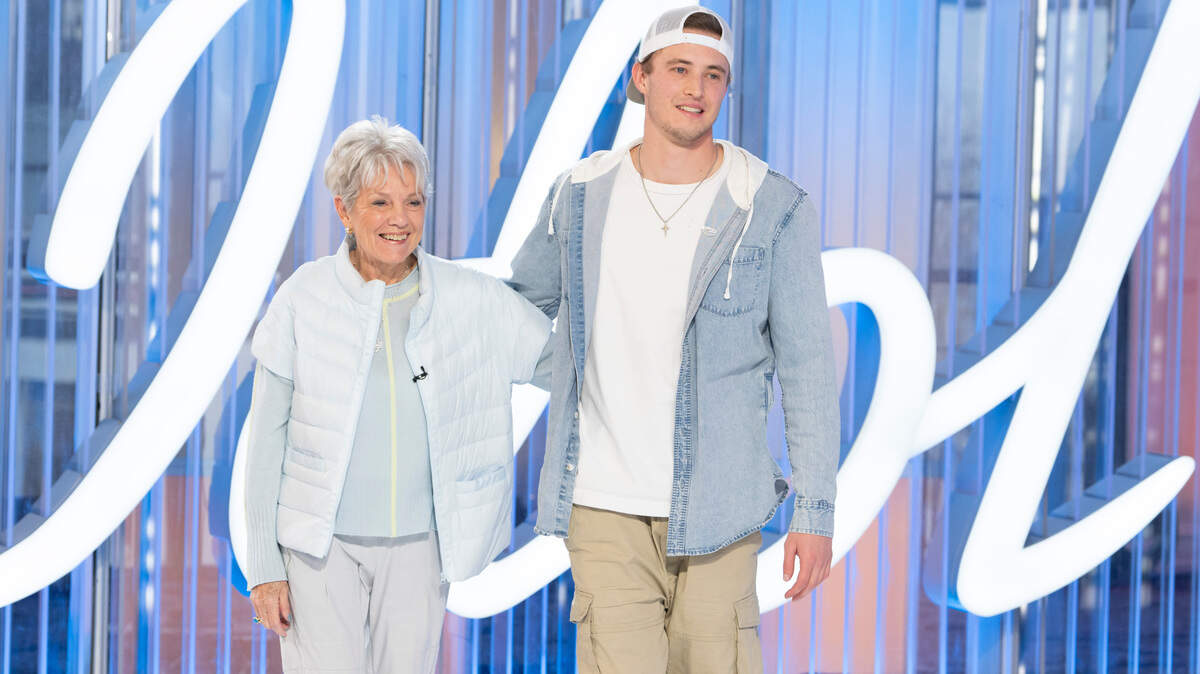 Blake Proehl, right, a Charlotte native and former player for the NFL with family ties to the Carolina Panthers, auditions for Season 22 of “American Idol” on ABC. Proehl brought his grandmother to the audition.