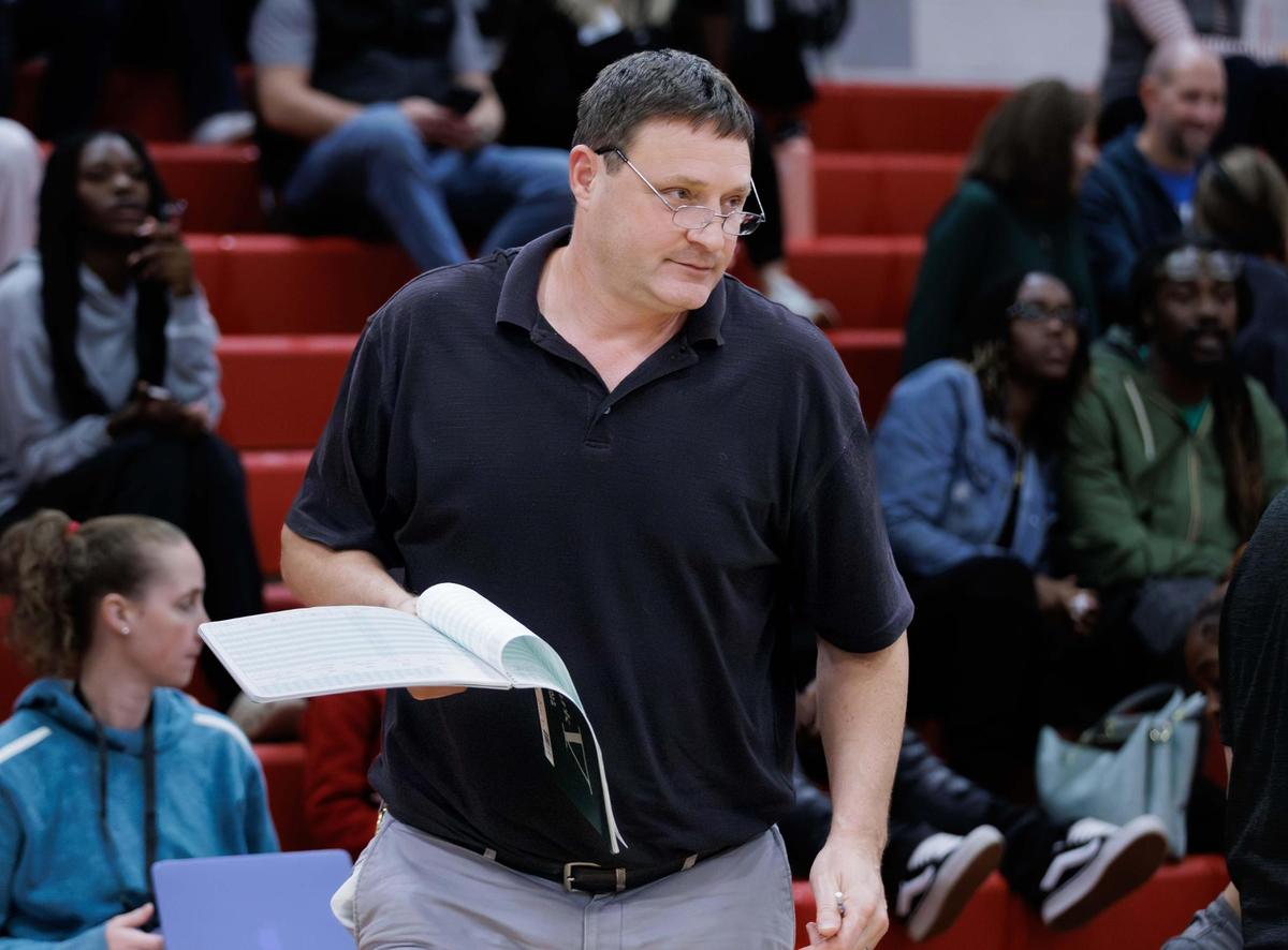 Former NC State star amd NBA player Todd Fuller kept the scoreboard for the Providence girls. His daughter, Emma, is a freshman for the Panthers. South Meck Sabres Women’s Varsity Basketball team would host the Panthers from Providence High School Tuesday November 19, 2024.