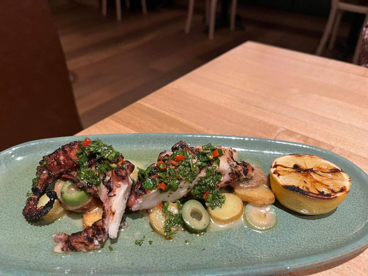 Napa’s grilled octopus with fingerling potatoes, chorizo, Castelvetrano olives and charred lemon.