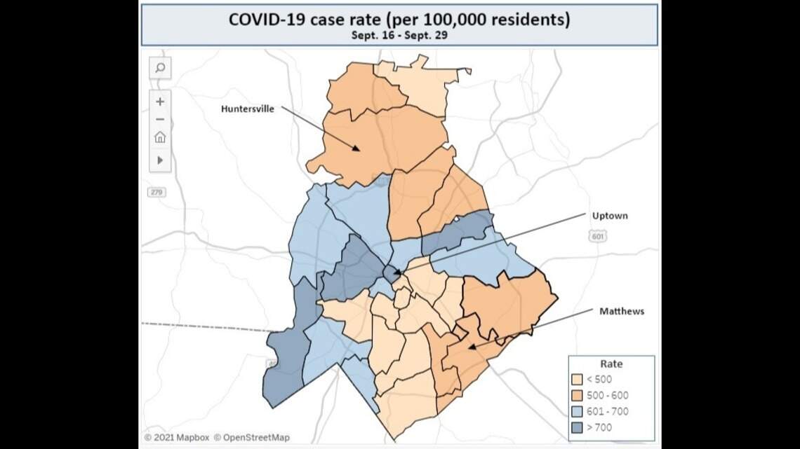 What’s behind uptown’s high COVID rate? Plus, how all Charlotte ZIP codes are doing.