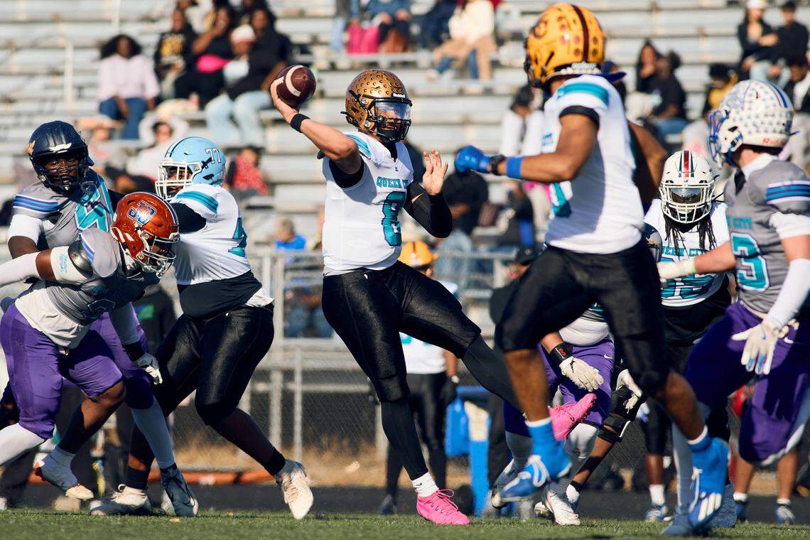 The Queen City Senior Bowl players celebrate a fantastic showcase at Olympic High School with the West Team winning 25-20 over the East Team.