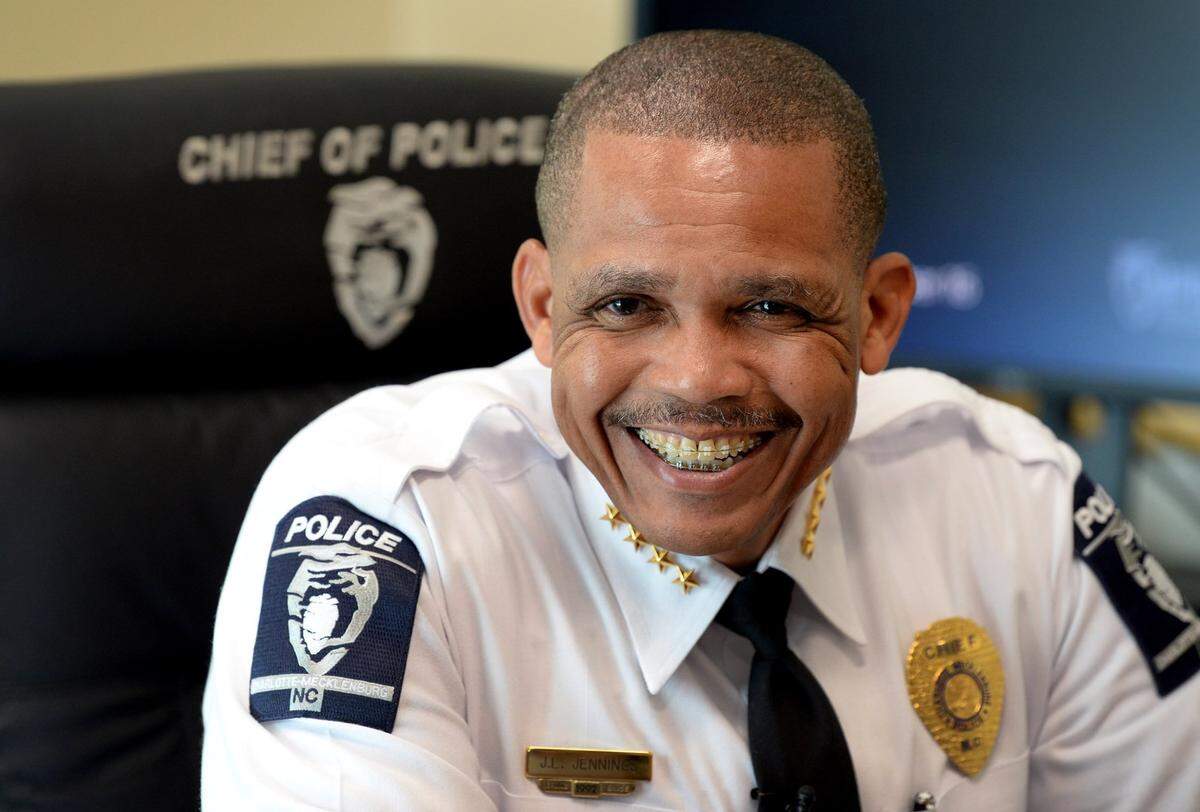 CMPD Chief Johnny Jennings, photographed during a Wednesday interview, announced two days later that he wants to fire five officers whom he says could have kept Harold Easter alive.