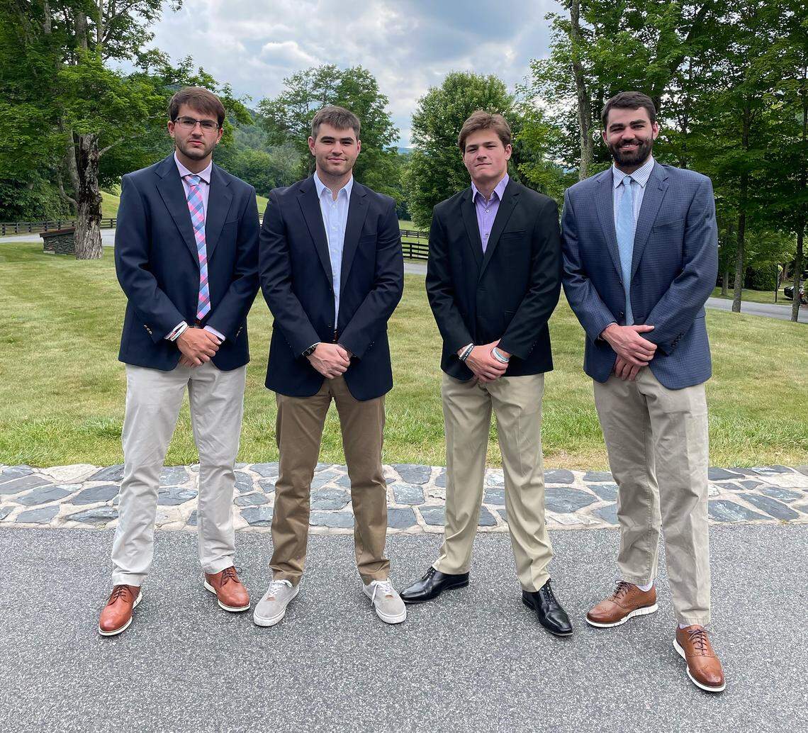 From left, the four Maye brothers: Beau Maye, Cole Maye, Drake Maye and Luke Maye.