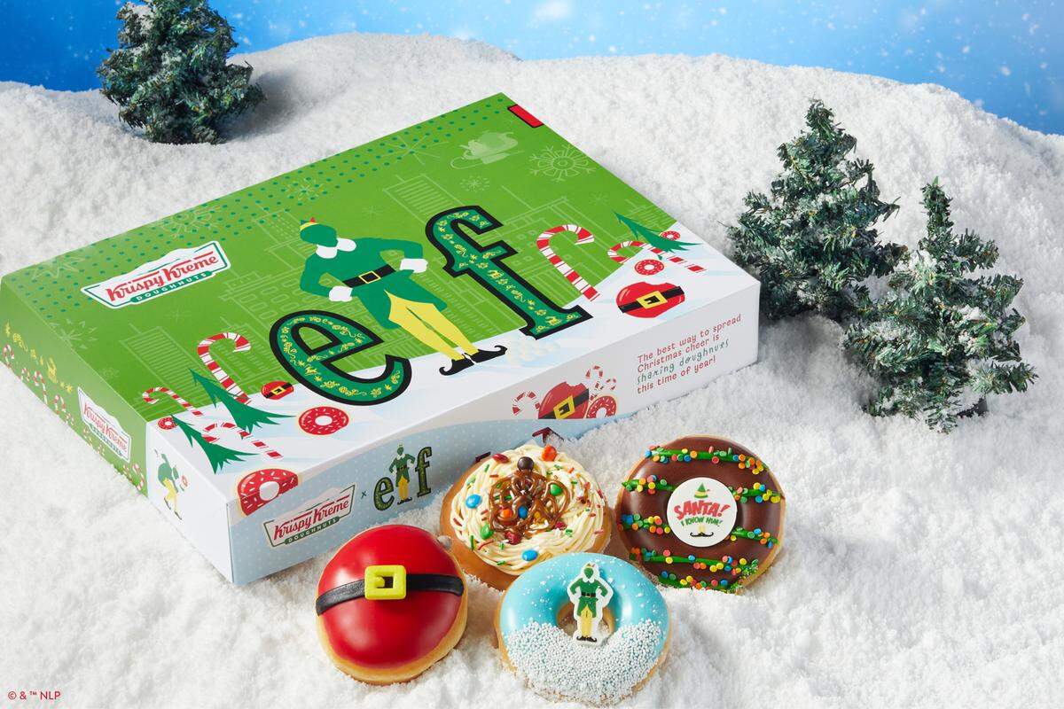 Fans of Krispy Kreme can soon order the seasonal Santa Belly doughnut, alongside the new “Elf” doughnut collection.