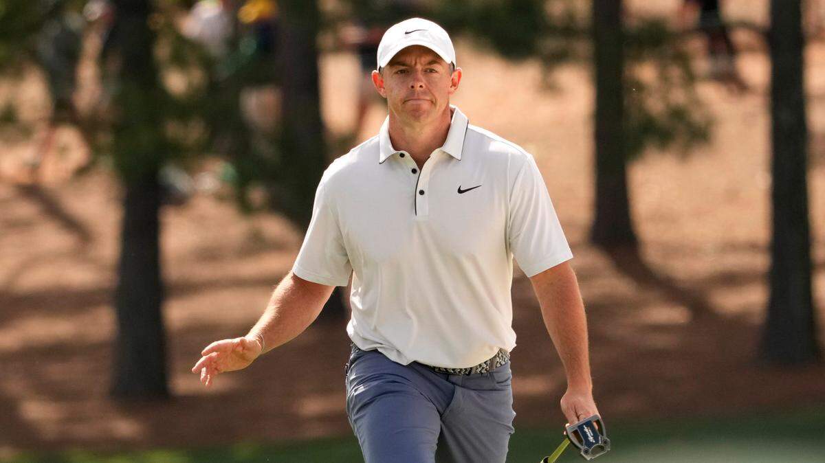 Rory McIlroy walks on the ninth green Saturday during the third round of the Masters Tournament at Augusta National Golf Club.