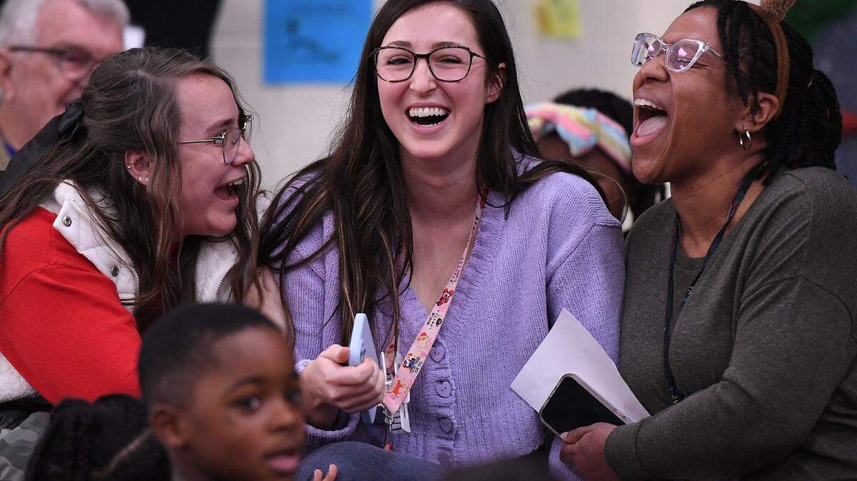 Vanessa Smith celebrates receiving the 2024 Milken Educator Award at Croft Community School.