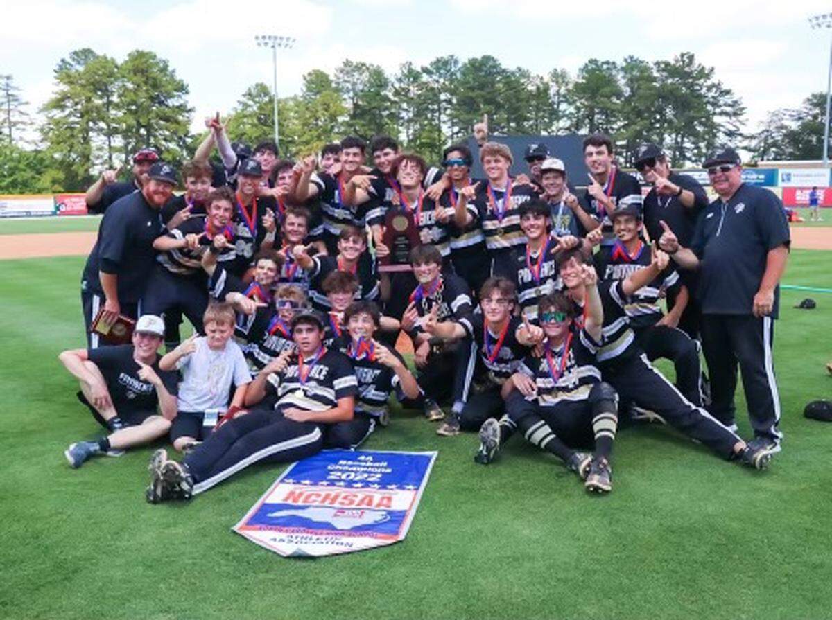 Providence players celebrate the NCHSAA 4A state final Saturday