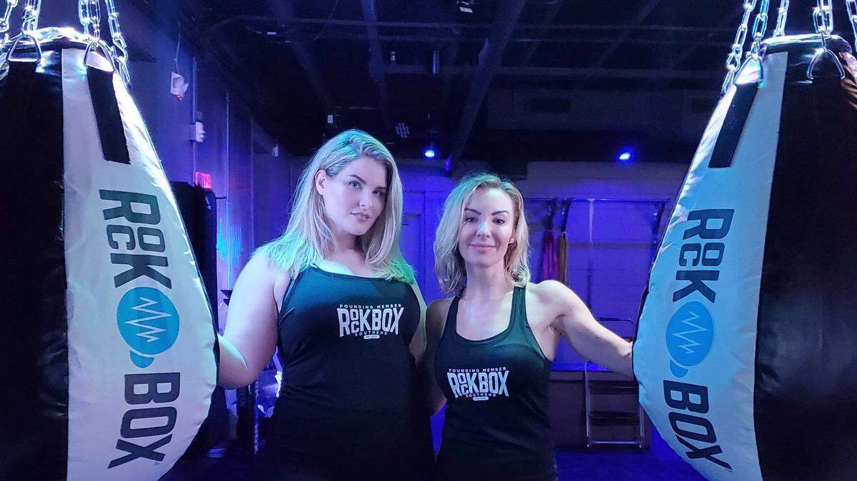 Nicole Mahany and Christy Siebert at RockBox, which offers workouts that combine boxing techniques with cross-functional training.