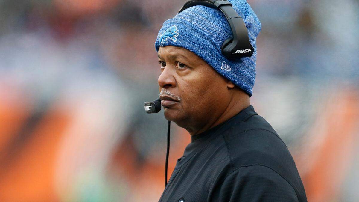 File- In this Dec. 24, 2017, file photo, then-Detroit Lions coach Jim Caldwell watches during the first half of the team’s NFL football game against the Cincinnati Bengals in Cincinnati. The Browns have interviewed former Indianapolis and Detroit coach Caldwell for their job. Caldwell met Wednesday, Jan. 2, with general manager John Dorsey and others on the search committee at the team’s facility in Berea, Ohio. The team is confirming interviews after they are completed. (AP Photo/Gary Landers, File)