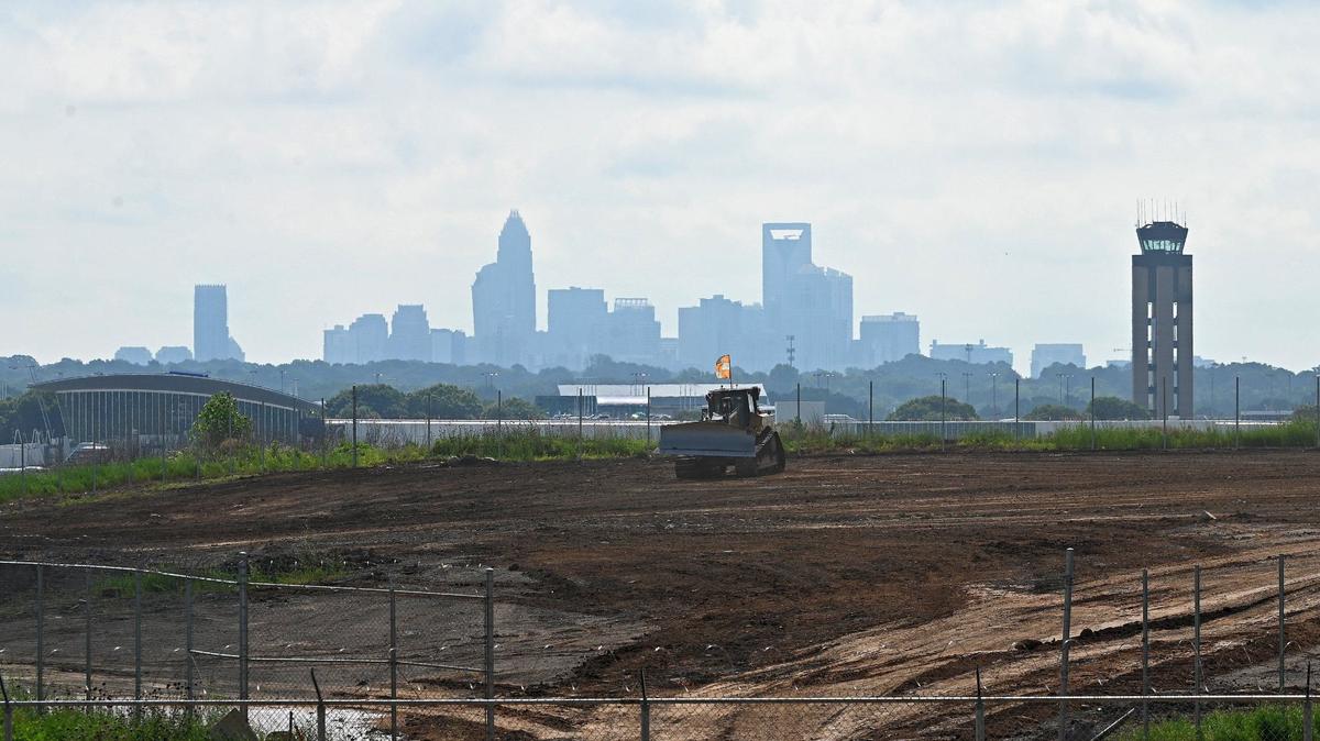 Construction continues near the new Airport Overlook on Thursday, June 6, 2024 at Charlotte Douglas International Airport in Charlotte.